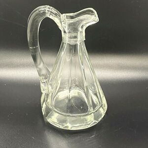 Vintage Ribbed Crystal Glass Cruet (Oil/Vinegar Dispenser Bottle No Stopper